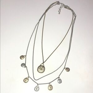 Lucky Brand Silver and Gold-Tone Layered Coin Necklace
